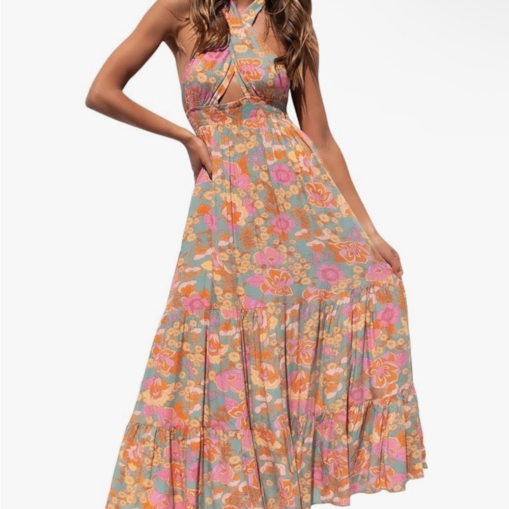 Floral Halter Maxi Dress